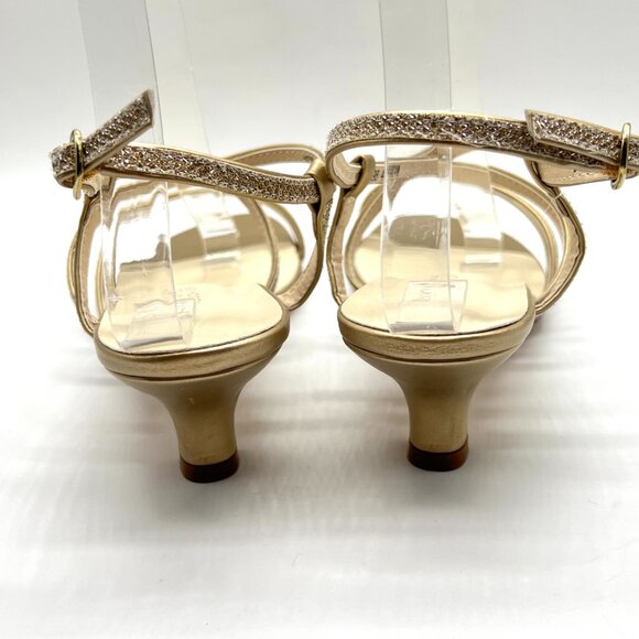 Touch Ups Womens Size 10M Maisie Champagne Gold Kitten Heel Dress‎ Sandals Shoes - Picture 7 of 12